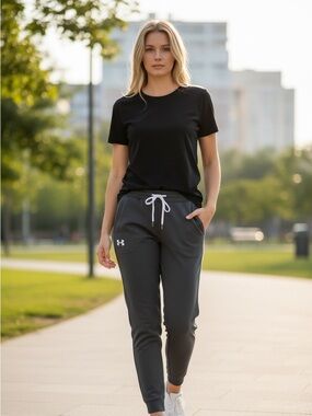 Under Armour Black Athletic Joggers with White Logo